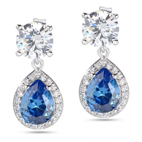 MORELLATO Σκουλαρίκια 925 Ασήμι Με Λευκά και Μπλε Ζιργκόν SAIW10