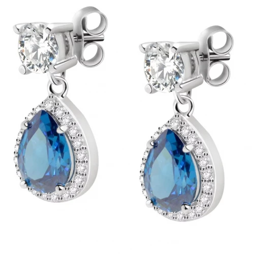 MORELLATO Σκουλαρίκια 925 Ασήμι Με Λευκά και Μπλε Ζιργκόν SAIW10