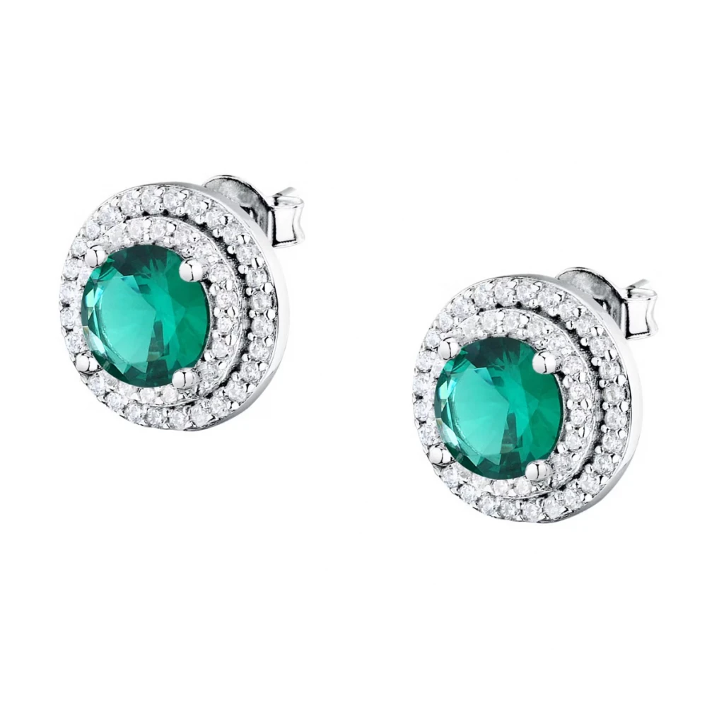 MORELLATO Σκουλαρίκια 925 Ασήμι Με Λευκά και Πράσινο Ζιργκόν SAIW275