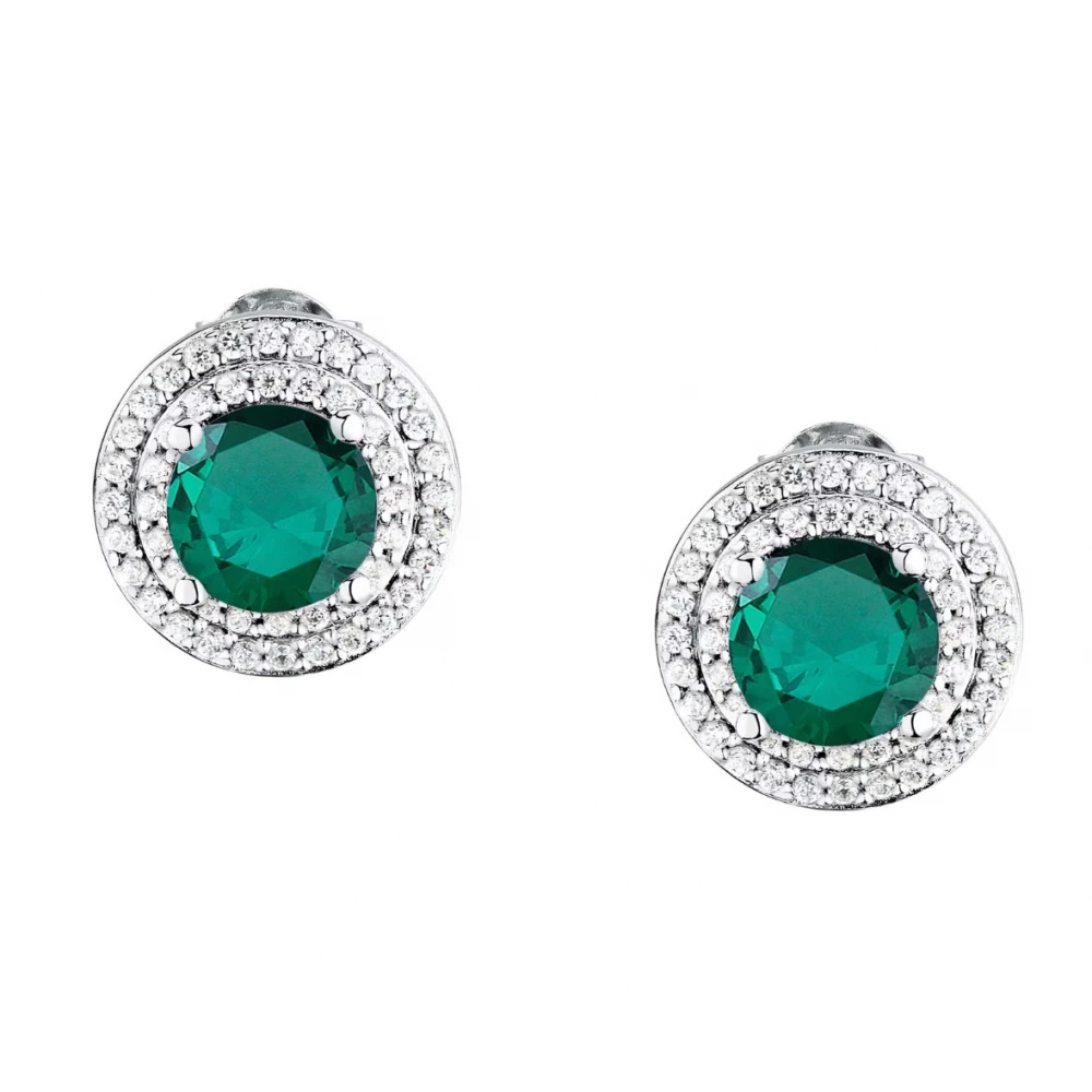 MORELLATO Σκουλαρίκια 925 Ασήμι Με Λευκά και Πράσινο Ζιργκόν SAIW275