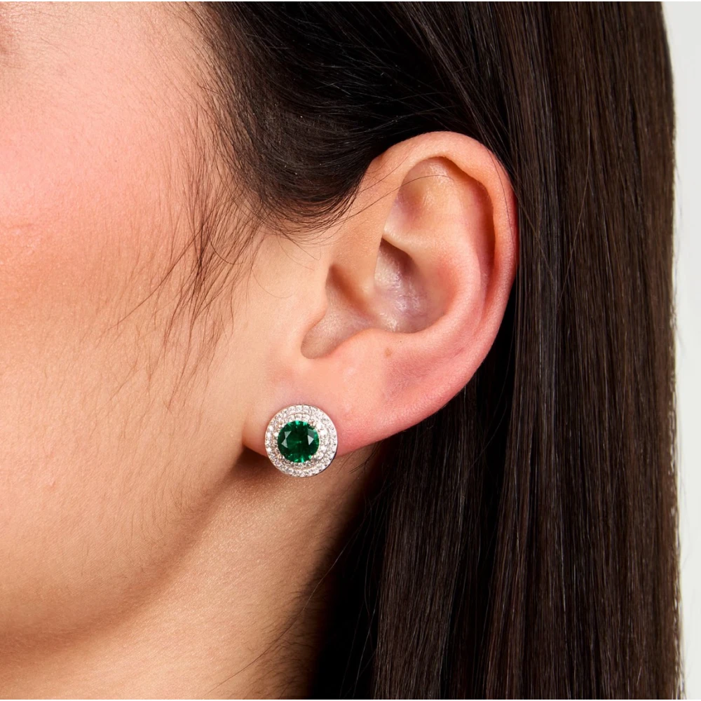 MORELLATO Σκουλαρίκια 925 Ασήμι Με Λευκά και Πράσινο Ζιργκόν SAIW275