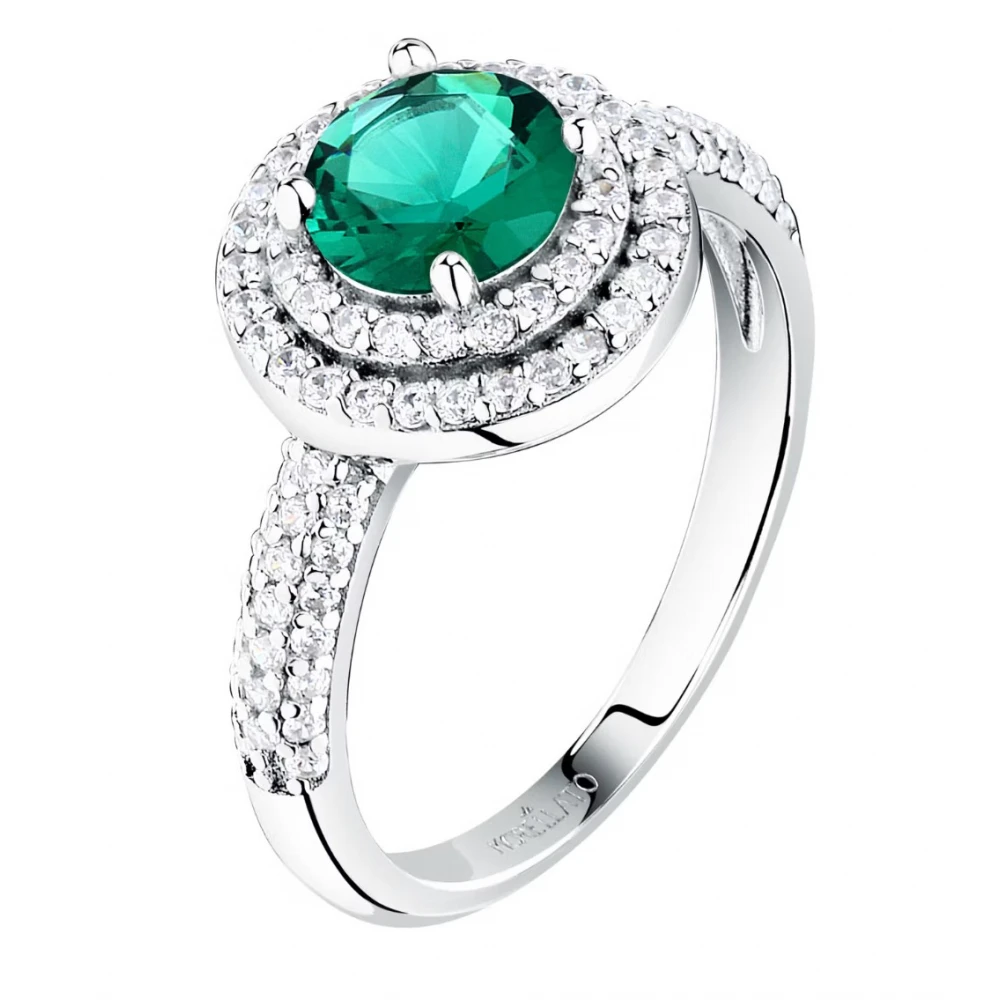 MORELLATO 925 Ασήμι Ροζέτα Δαχτυλίδι με Λευκά και Πράσινο Ζιργκόν SAIW278.16