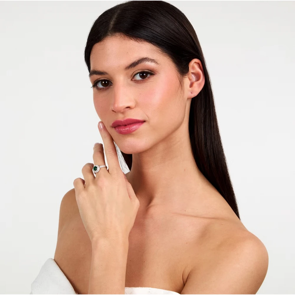 MORELLATO 925 Ασήμι Ροζέτα Δαχτυλίδι με Λευκά και Πράσινο Ζιργκόν SAIW278.16