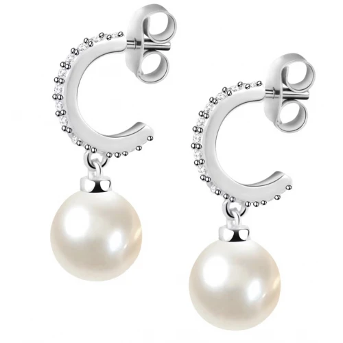 MORELLATO Σκουλαρίκια 925 Ασήμι Με Πέρλα και Λευκά Ζιργκόν SANH03