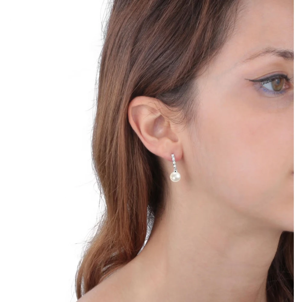 MORELLATO Σκουλαρίκια 925 Ασήμι Με Πέρλα και Λευκά Ζιργκόν SANH03