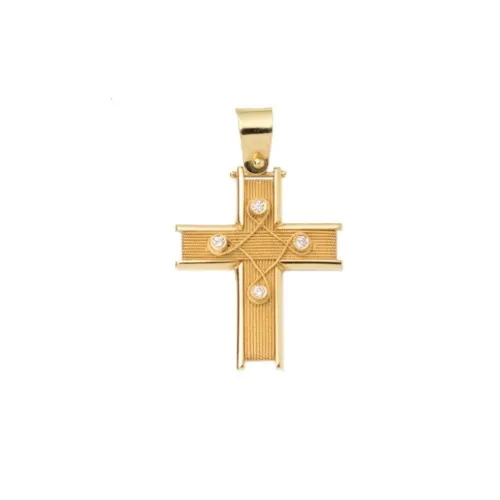 18Κ Χρυσός Σταυρός Χειροποίητος με Διαμάντια SB012K