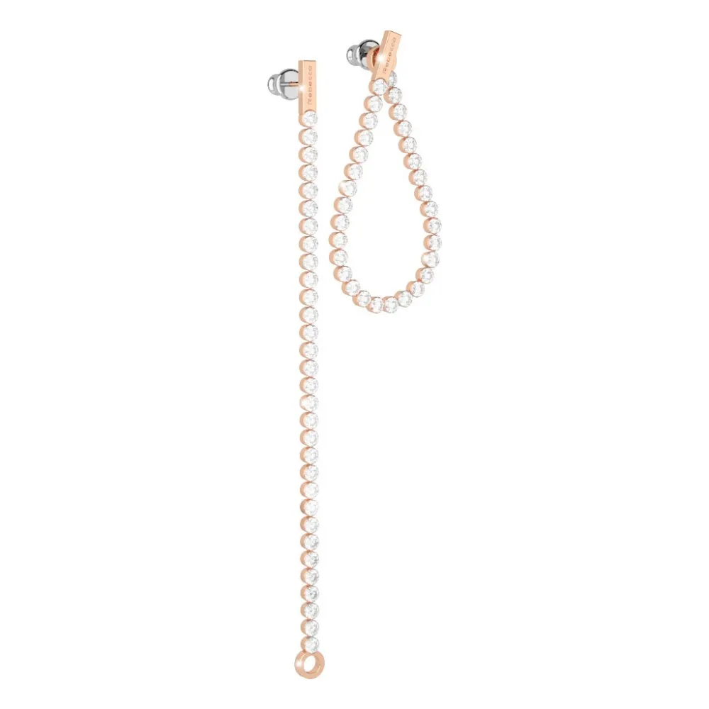 REBECCA Diana Earrings Rose Gold Tone Plated with Swarovski Crystals SDIORB05