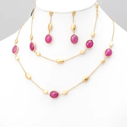 14K Χρυσά Σκουλαρίκια Κρεμαστά με Κόκκινη Τουρμαλίνη SK377KV