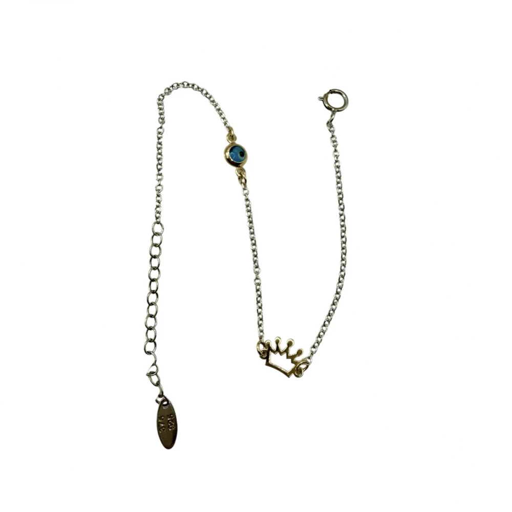 Βραχιόλι από Ασήμι 925 και Χρυσό με "Κορώνα και Ματάκι" SIG101-25