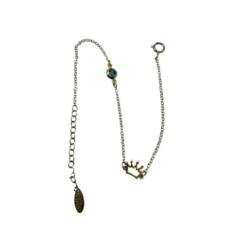 Βραχιόλι από Ασήμι 925 και Χρυσό με "Κορώνα και Ματάκι" SIG101-25