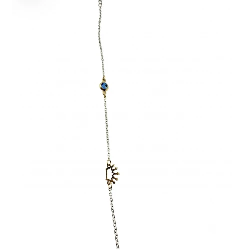 Βραχιόλι από Ασήμι 925 και Χρυσό με "Κορώνα και Ματάκι" SIG101-25