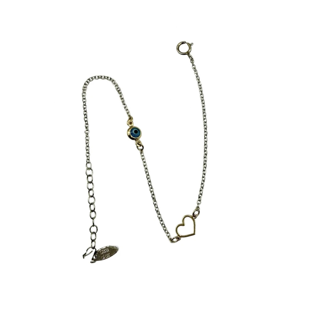 Βραχιόλι από Ασήμι 925 και Χρυσό με "Καρδιά και Ματάκι" SIG104-25