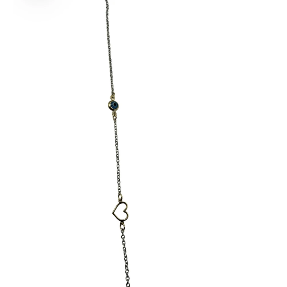 Βραχιόλι από Ασήμι 925 και Χρυσό με "Καρδιά και Ματάκι" SIG104-25