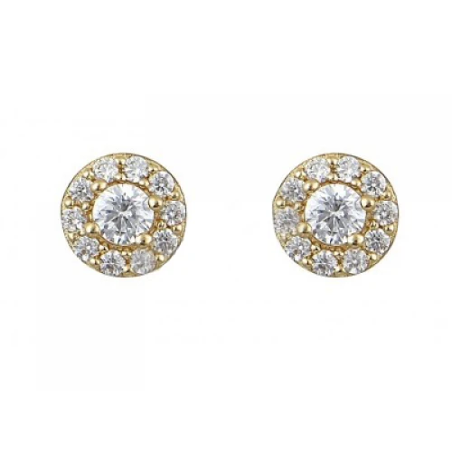 14K Χρυσά Σκουλαρίκια "Ροζέτα" με Ζιργκόν SK107MX