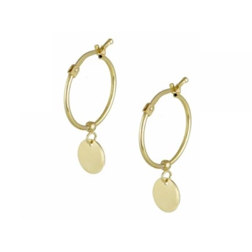 14K Χρυσά Σκουλαρίκια Κρίκοι με Δίσκο SK171-0