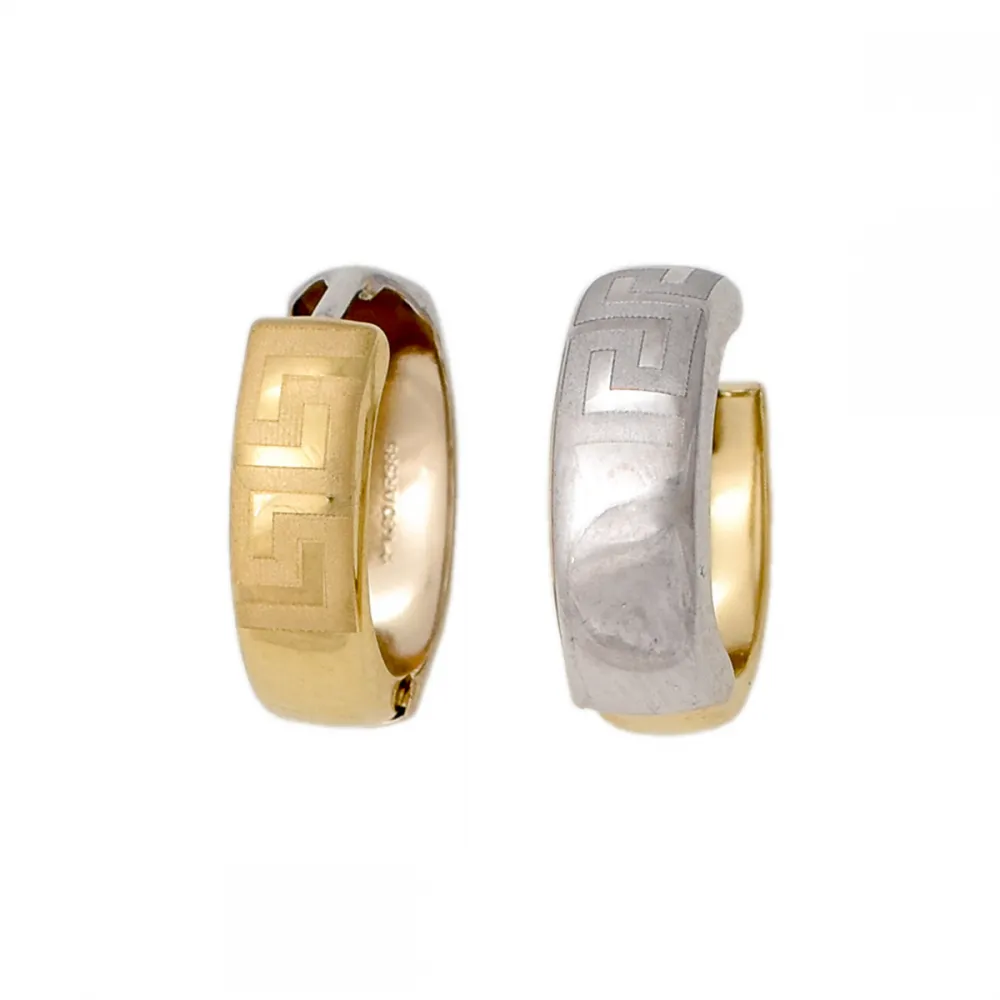 14K Χρυσά Δίχρωμα Σκουλαρίκια Κρίκοι SK181VR