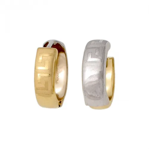 14K Χρυσά Δίχρωμα Σκουλαρίκια Κρίκοι SK181VR