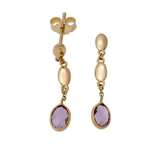 14K Χρυσά Σκουλαρίκια Κρεμαστά με Μωβ Ζιργκόν SK39701