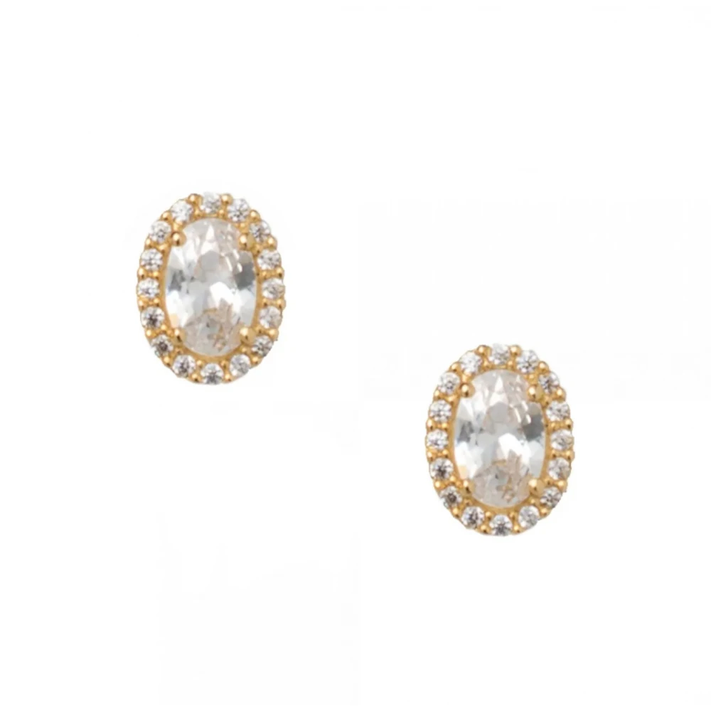 14K Χρυσά Σκουλαρίκια με Ροζέτα και Ζιργκόν SK625AF