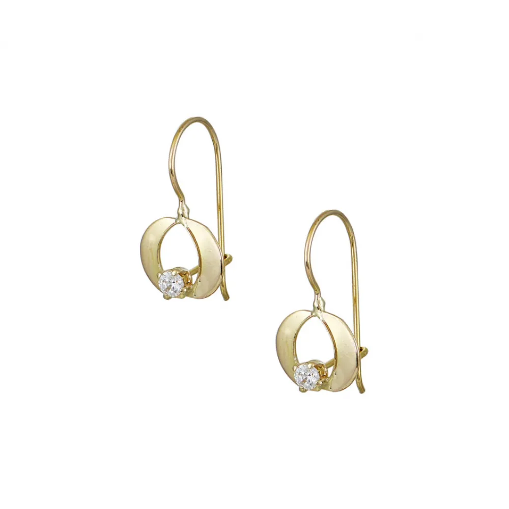 14K Χρυσά Σκουλαρίκια Κρεμαστά με Ζιργκόν SK672AV