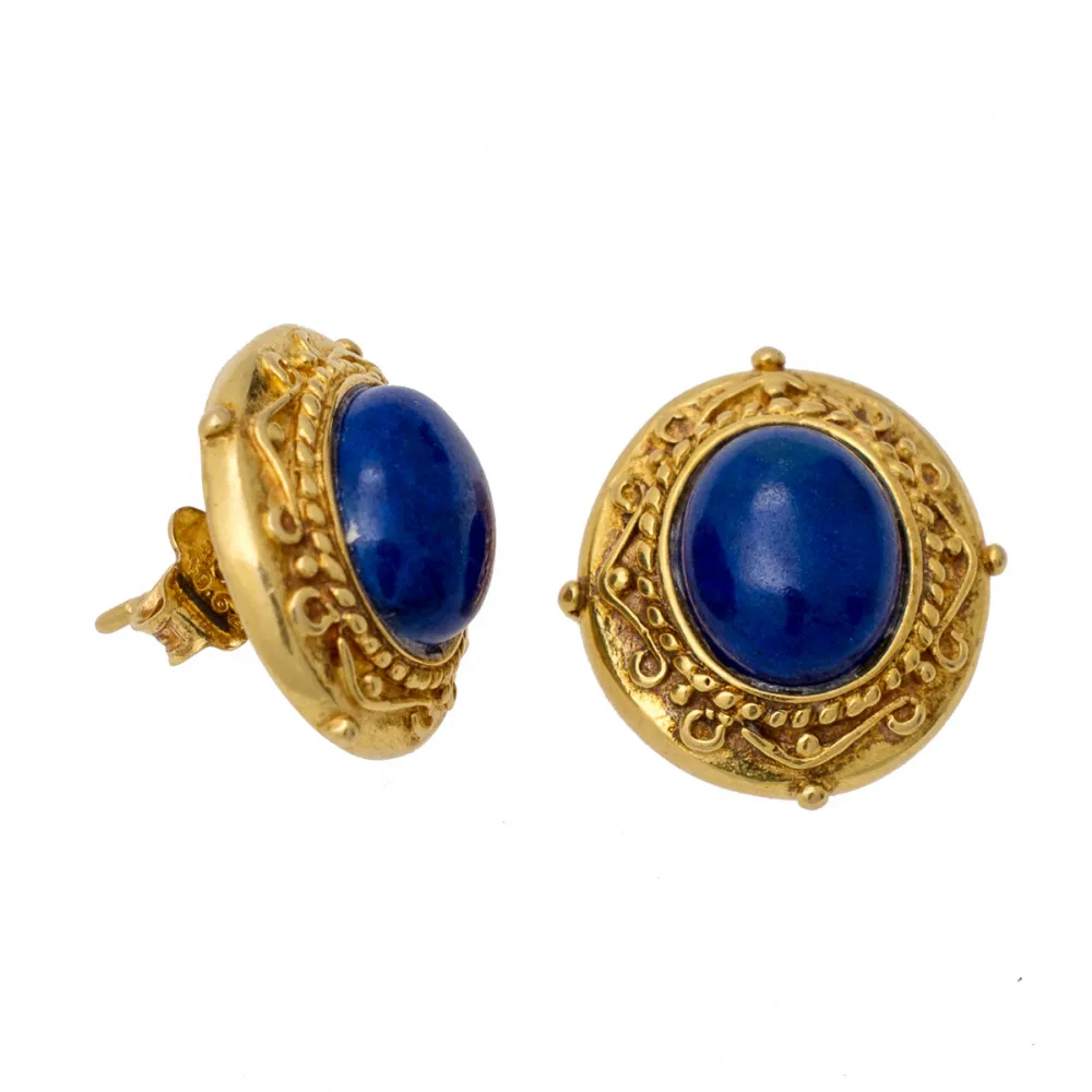 14Κ Χρυσά Σκουλαρίκια Χειροποίητα με Λάπις SK816K1