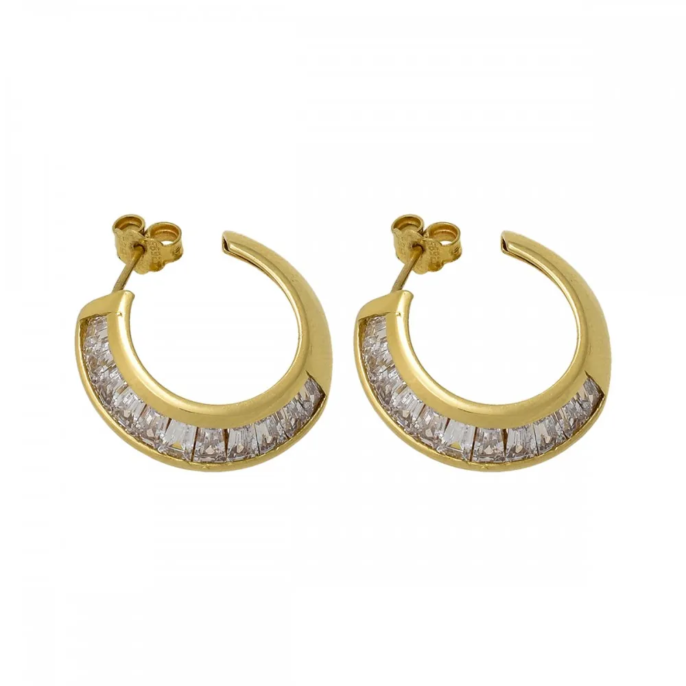 14K Χρυσά Σκουλαρίκια Κρίκοι με Ζιργκόν SK890KN