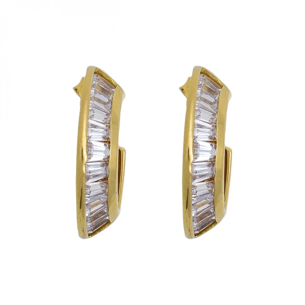 14K Χρυσά Σκουλαρίκια Κρίκοι με Ζιργκόν SK890KN