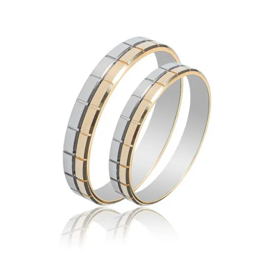 MASCHIO FEMMINA Sottile Δίχρωμες Χρυσές Σετ Βέρες 9K - 14K - 18K SL59