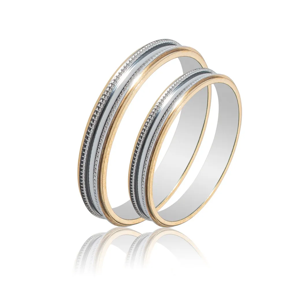 MASCHIO FEMMINA Sottile Δίχρωμες Χρυσές Σετ Βέρες 9K - 14K - 18K SL62