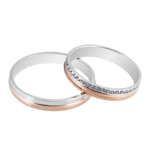 MASCHIO FEMMINA Sottile Δίχρωμες Χρυσές Σετ Βέρες 9K - 14K - 18K SL63