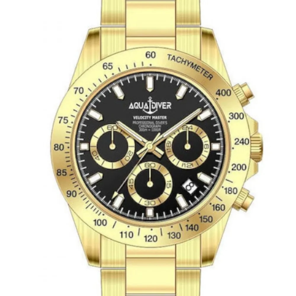 AQUADIVER Velocity Master Χρονογράφος με Επιχρυσωμένο Μπρασελέ από Ανοξείδωτο Ατσάλι SS22187G51B