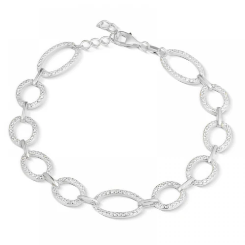 925 Ασήμι Βραχιόλι με "Κύκλους" και Λευκά Ζιργκόν SSBR73426CCS