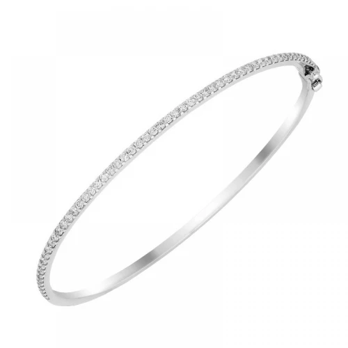 925 Ασήμι Βραχιόλι Χειροπέδα Ριβιέρα με Λευκά Ζιργκόν SSBR73996CCS