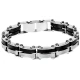 SENZA Ανδρικό Ατσάλινο Βραχιόλι Μαύρο & Ασημί, Διπλής Όψης SSD3212