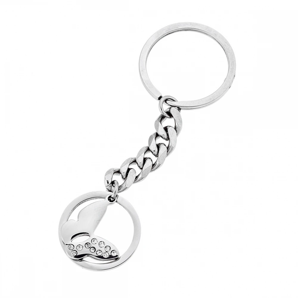 SENZA Ατσάλινο Μπρελόκ Κλειδιών με Ζιργκόν SSD4315KL