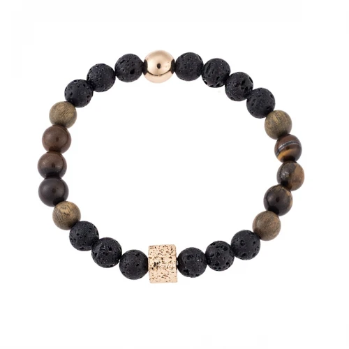 Senza Βραχιόλι με Πέτρες Λάβας και Σανταλόξυλου SSD4871GBK