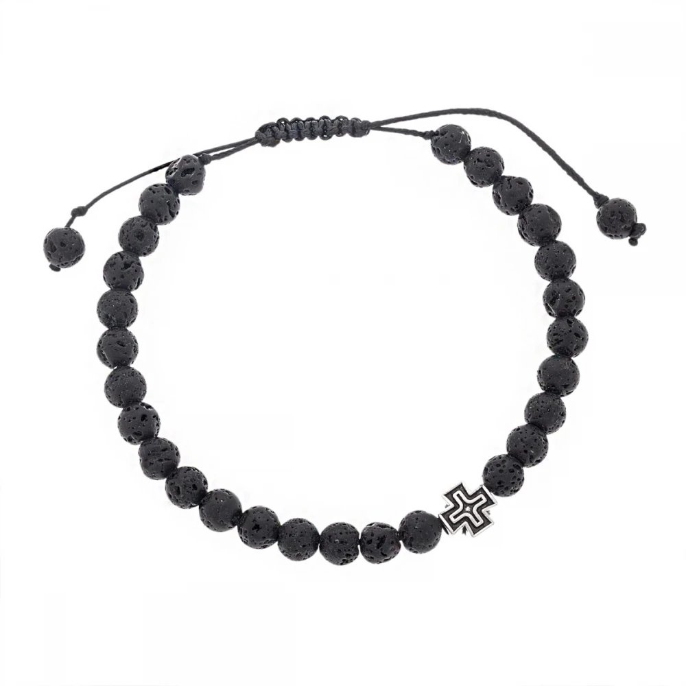 Senza Βραχιόλι με Πέτρες Λάβας και "Σταυρό" SSD5041