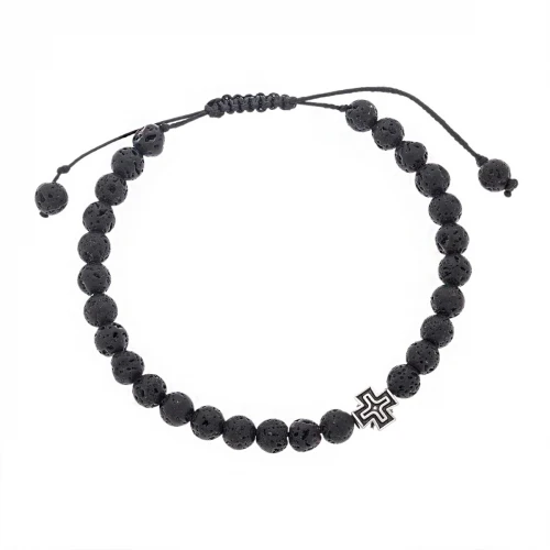 Senza Βραχιόλι με Πέτρες Λάβας και "Σταυρό" SSD5041