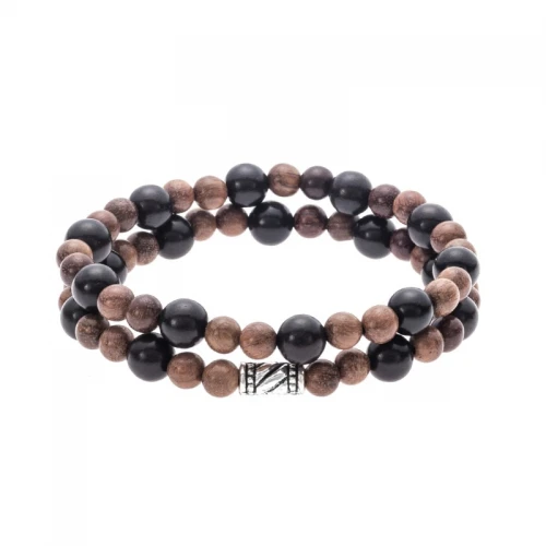 Senza Διπλό Βραχιόλι με Κόκκινο Σανταλόξυλο και Έβενο SSD5054