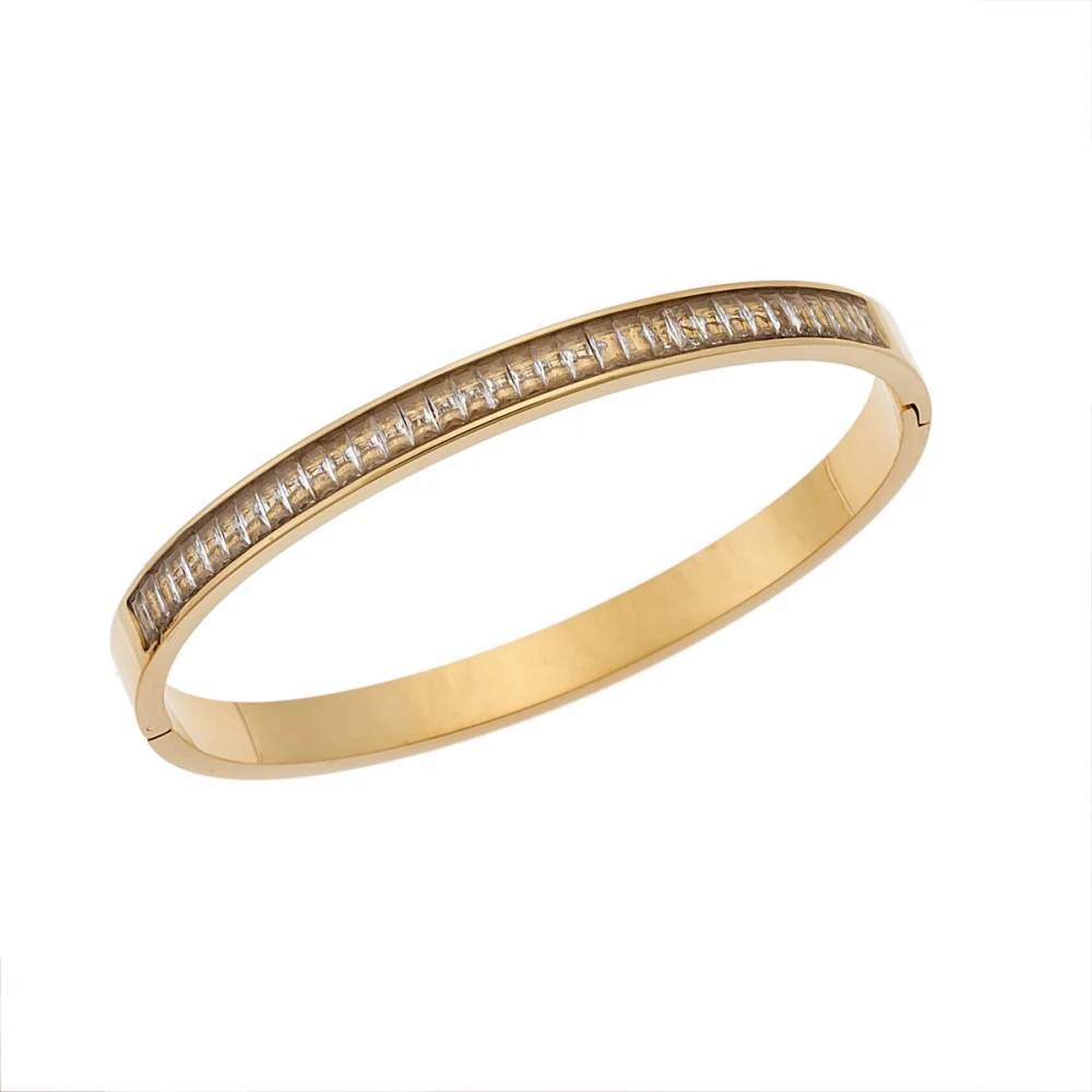 Senza Βραχιόλι Χειροπέδα από Επιχρυσωμένο Ανοξείδωτο Ατσάλι με Ζιργκόν SSD5240GD