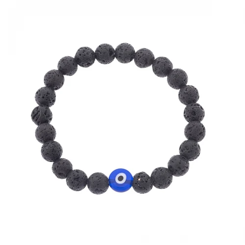 Senza Βραχιόλι με Πέτρες Λάβας και "Ματάκι" SSD5546