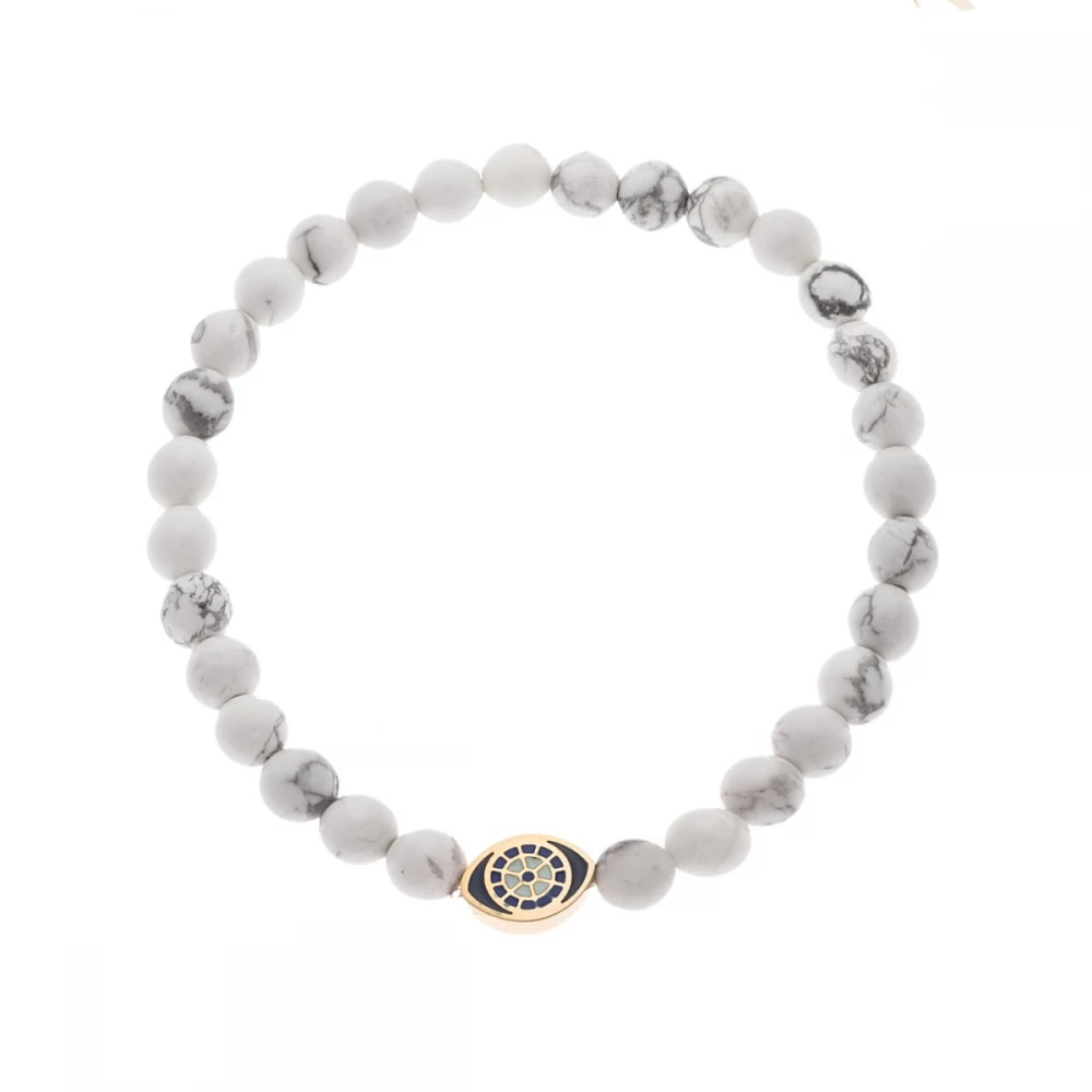 Senza Βραχιόλι με Πέτρες Χαολίτη και Επίχρυσο Μάτι SSD5548-1GWH