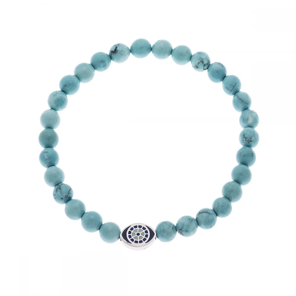 Senza Βραχιόλι με Τιρκουάζ και Ασημί Ματάκι SSD5548-1STQ