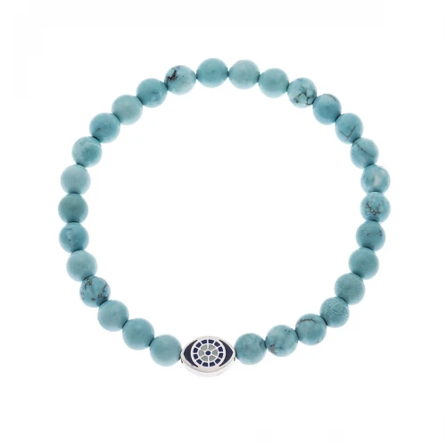 Senza Βραχιόλι με Τιρκουάζ και Ασημί Ματάκι SSD5548-1STQ