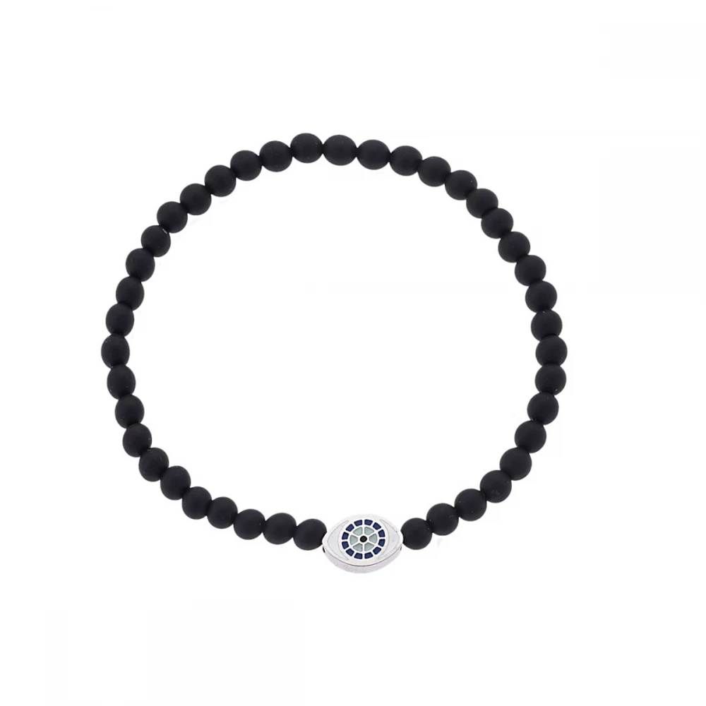 Senza Βραχιόλι με Λεπτές Πέτρες Όνυχα και Ασημί Ματάκι SSD5548SBK