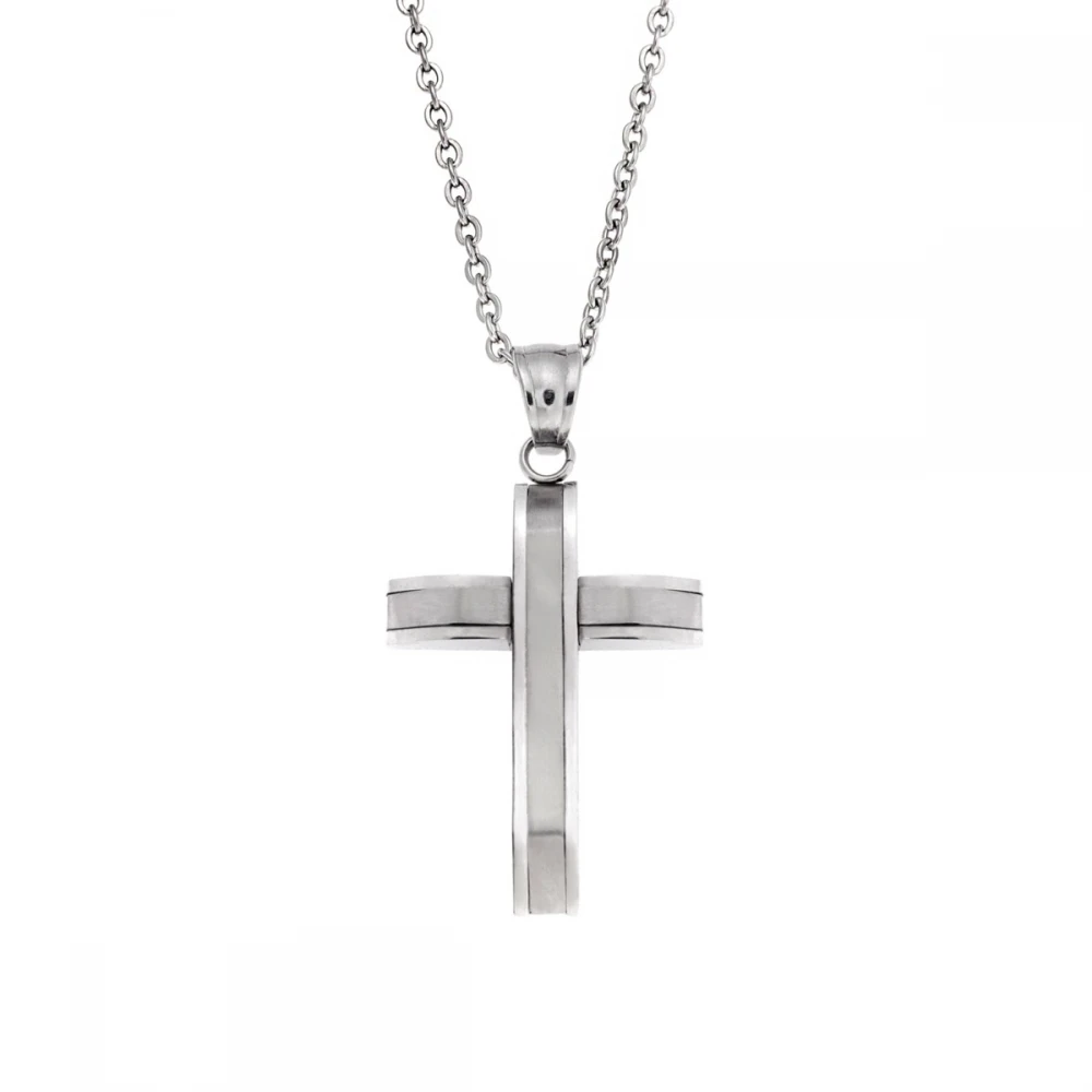 Senza, Ατσάλινος Σταυρός σε Ασημί Χρώμα SSD5631SR