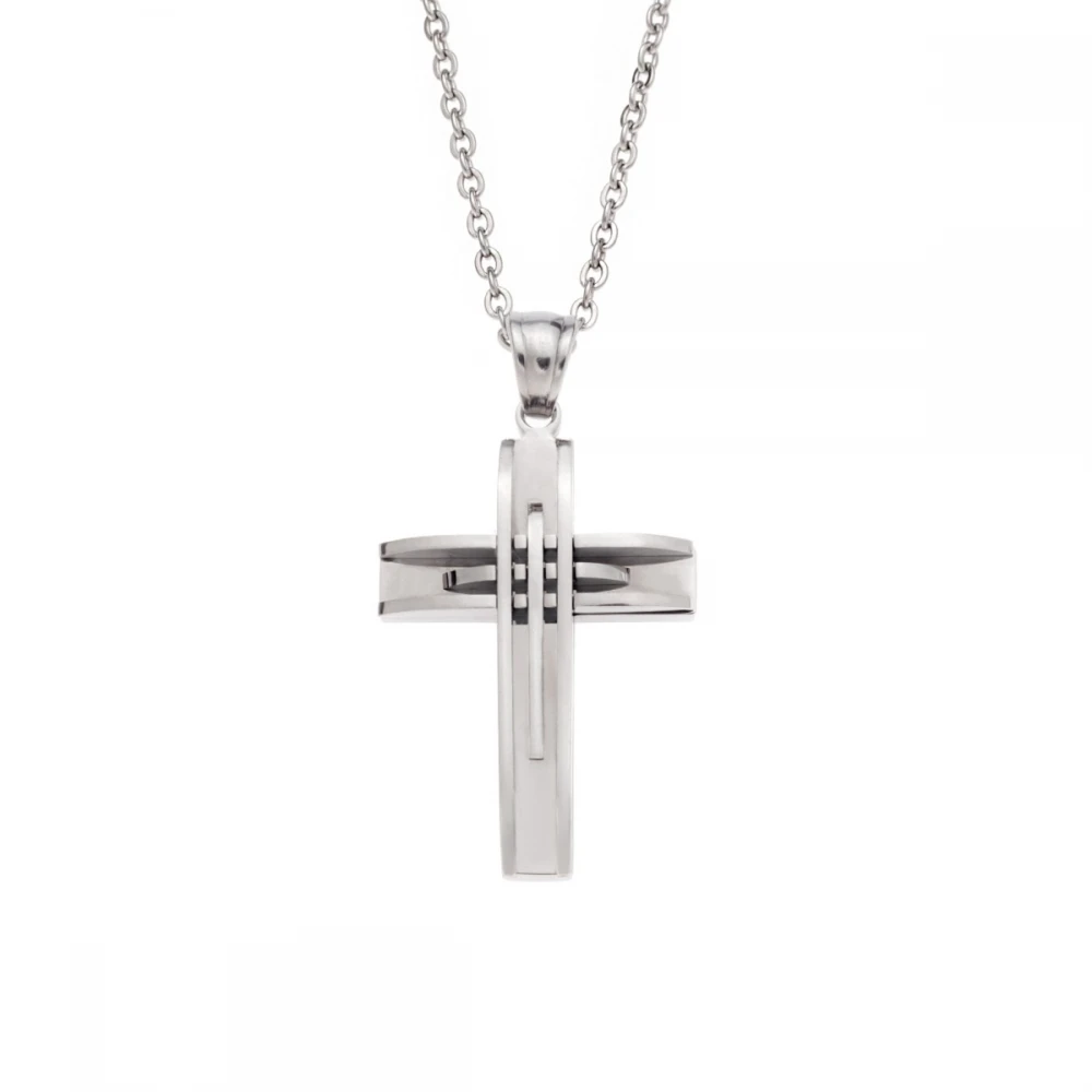 Senza, Ατσάλινος Σταυρός σε Ασημί Χρώμα SSD5633SR