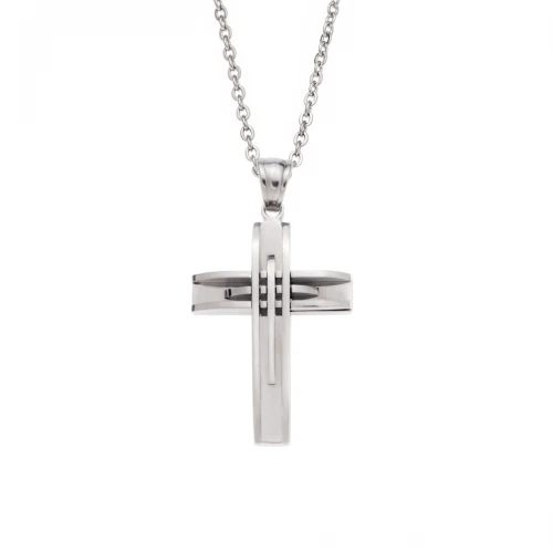 Senza, Ατσάλινος Σταυρός σε Ασημί Χρώμα SSD5633SR