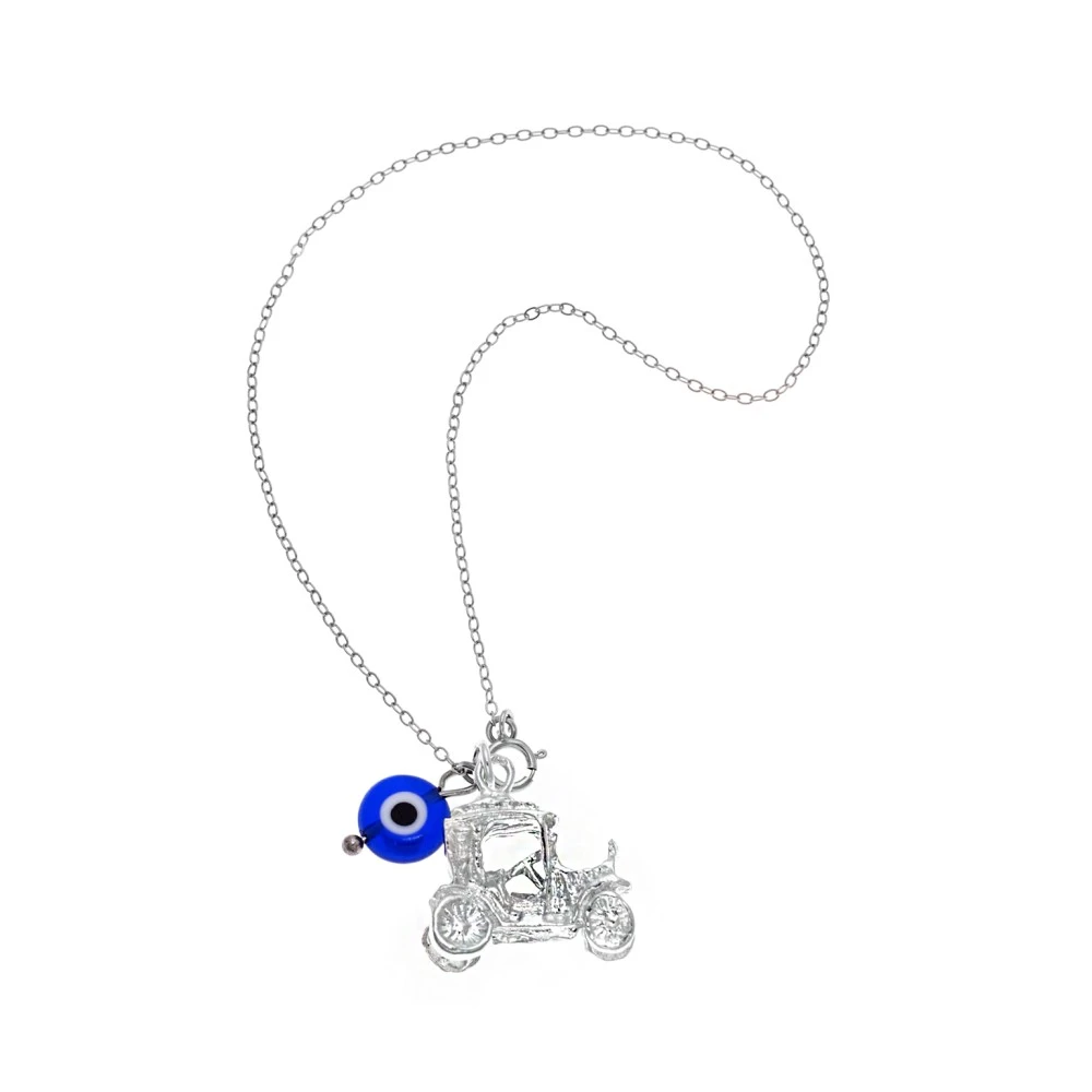 Senza Γούρι Αυτοκινήτου από Ασήμι 925, με "Ματάκι" και Άμαξα SSE0097BL