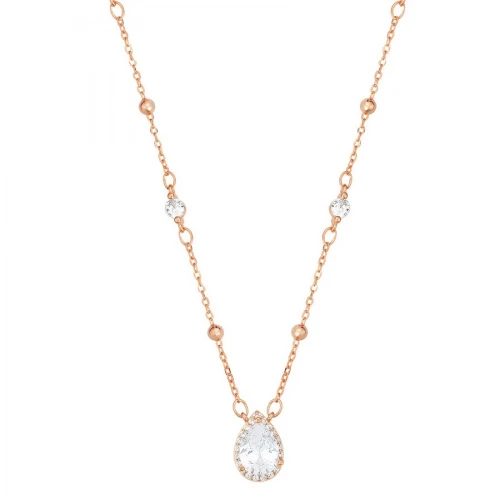 925 Ασήμι Ροζ Επιχρυσωμένο Κολιέ "Σταγόνα" με Ζιργκόν SSKD379CCS
